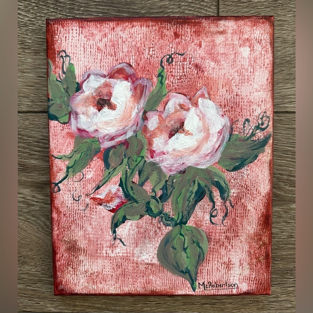 “True Love” ❤️ Original Acrylic Floral Red Rose Painting Art signed 2024 8 x 10”